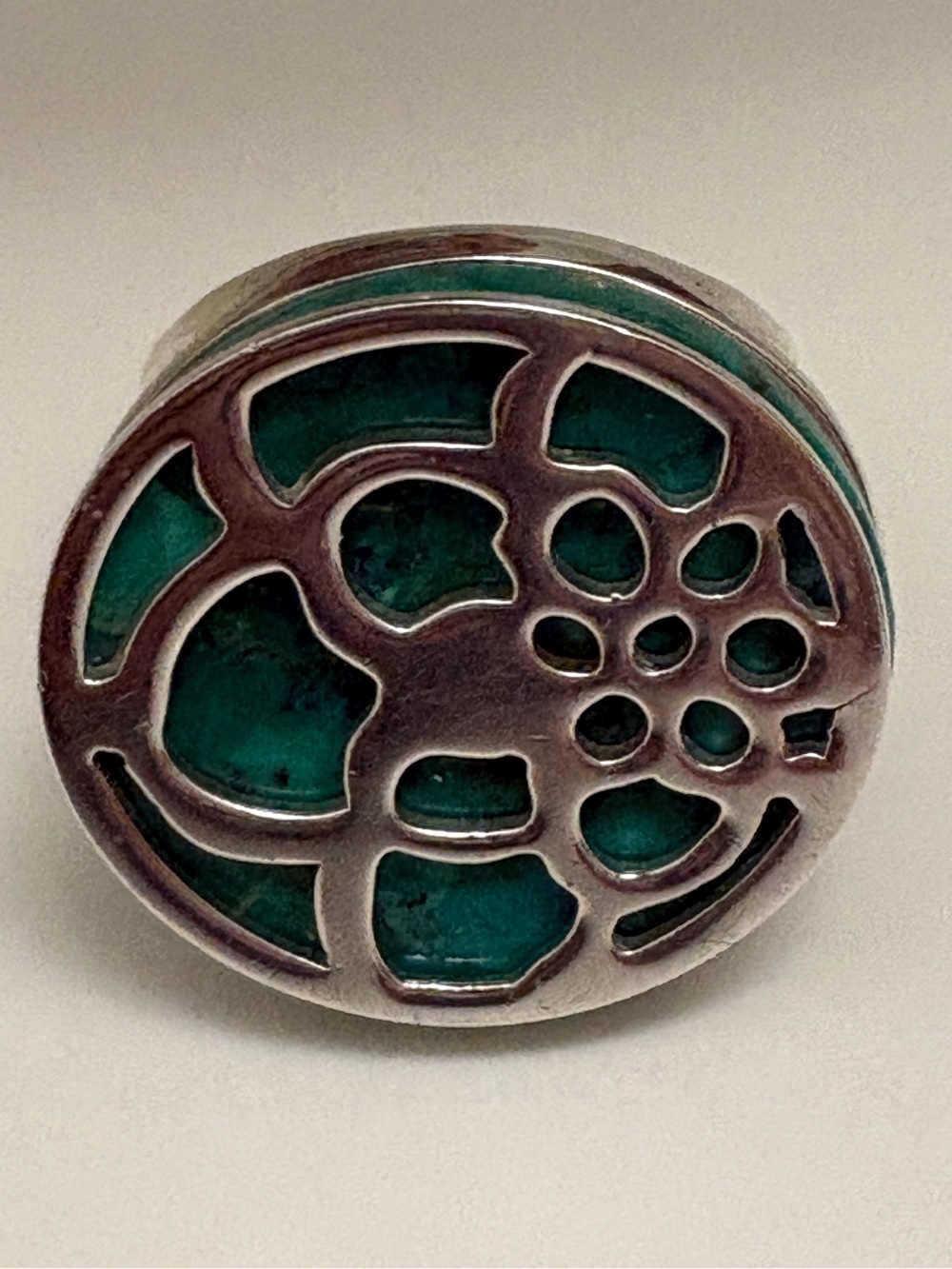 SILPADA 925 Sterling Silver Round Turquoise Green Statement Ring Size 8 Floral